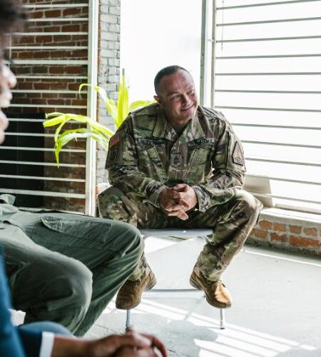 military-veterans-therapy-session A mental health therapy session with members of the military