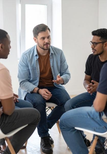 A support group for men in mental health therapy